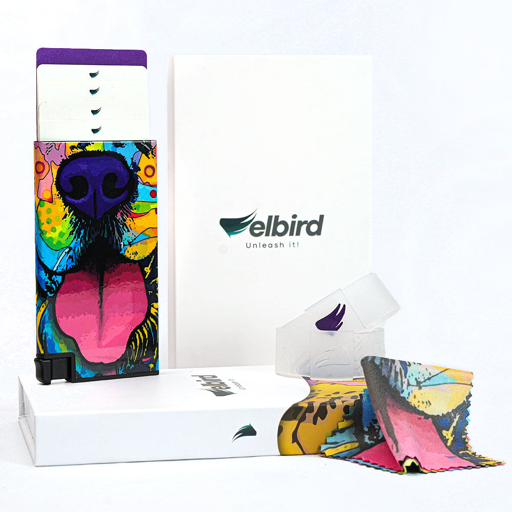 Stylish Ultra Slim Wallet RFID Blocking Premium Aluminum Card Holder W/Trigger to Slide Up Cards - Complete Packaging W/