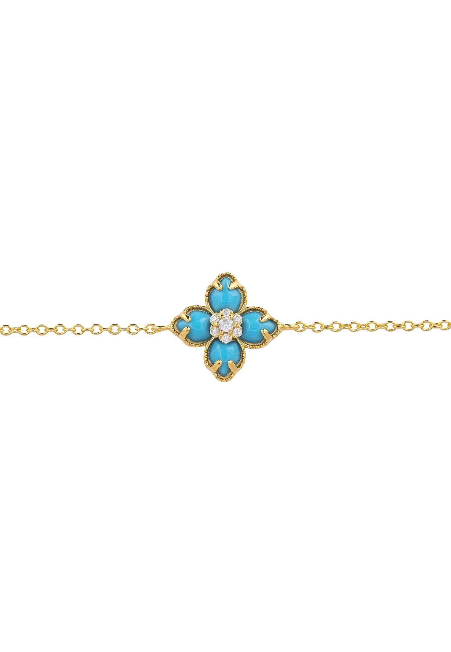 Flower Clover Turquoise Bracelet Gold