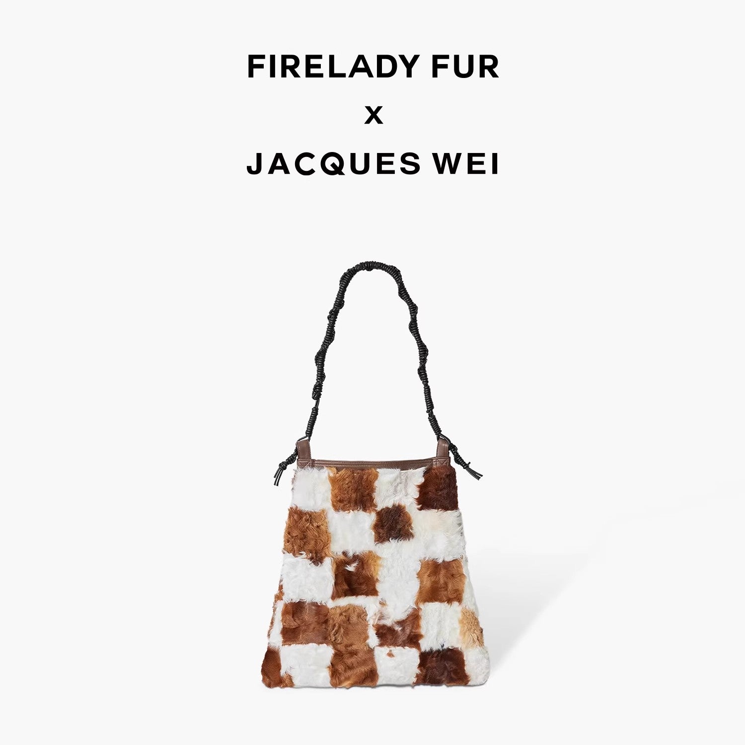 Retro Fashionable Versatile Stitching Contrasting Checkerboard Shoulder Bag Wool Bag