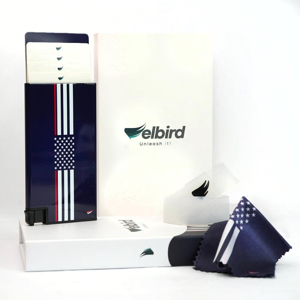 Stylish Ultra Slim Wallet RFID Blocking Premium Aluminum Card Holder W/Trigger to Slide Up Cards - Complete Packaging W/