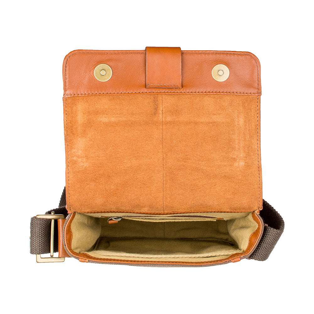 Aiden Genuine Leather and Canvas Mini Crossbody Men/Women Messenger Bag/Travel Bag / 10.5