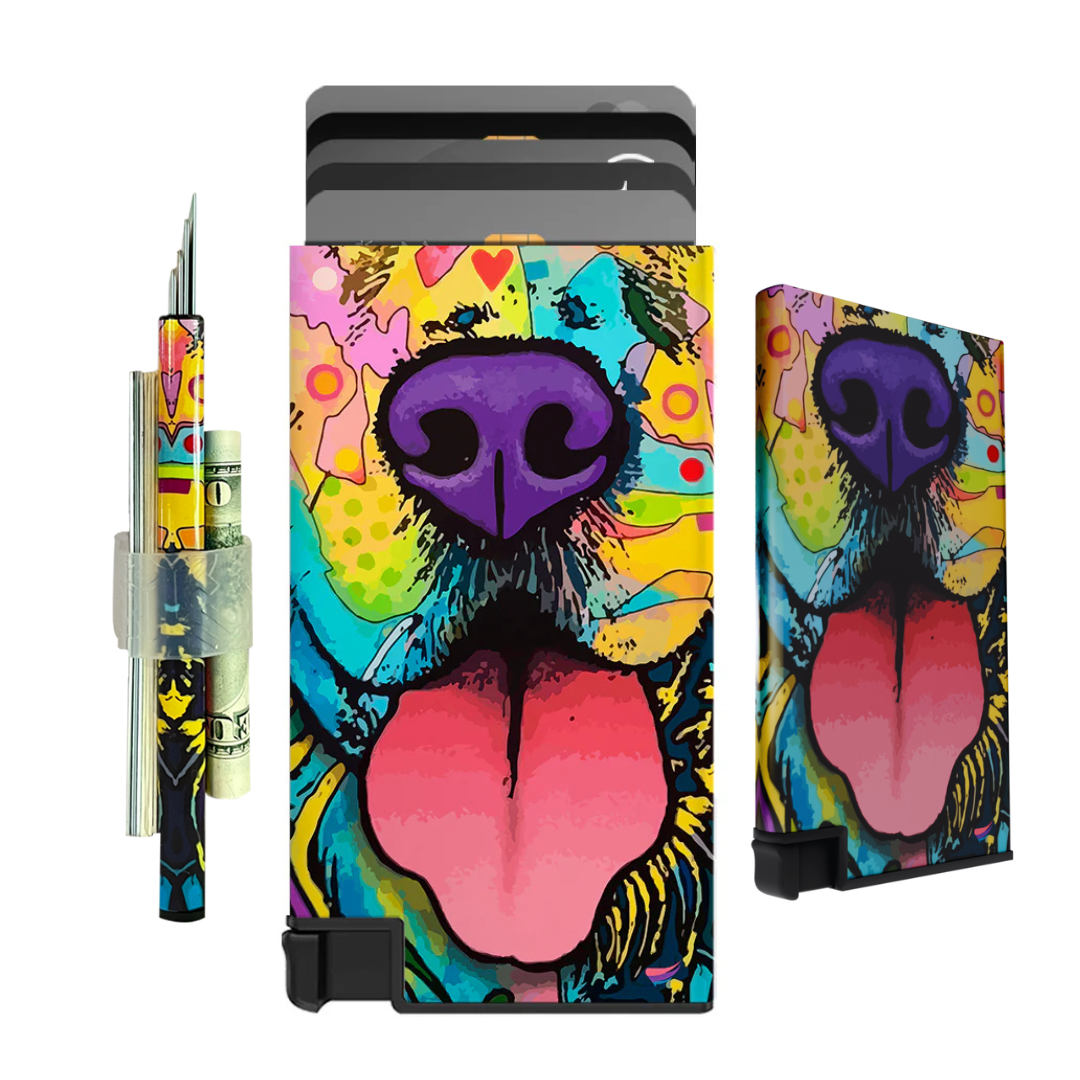 Stylish Ultra Slim Wallet RFID Blocking Premium Aluminum Card Holder W/Trigger to Slide Up Cards - Complete Packaging W/