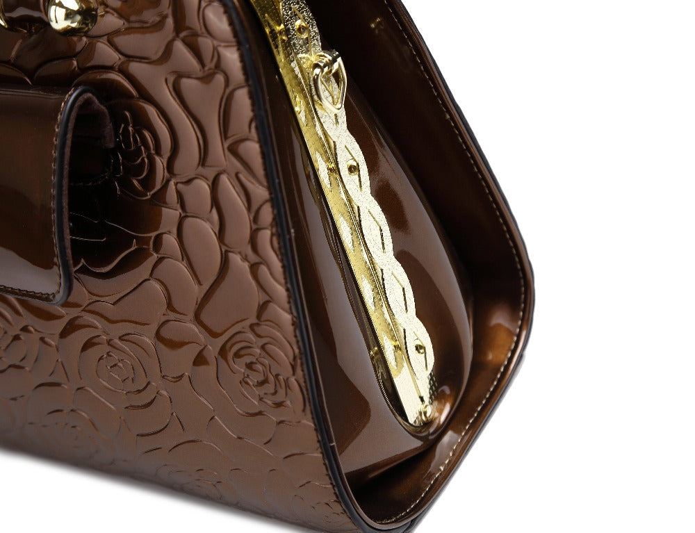 Brangio Embossed Rose Handbag