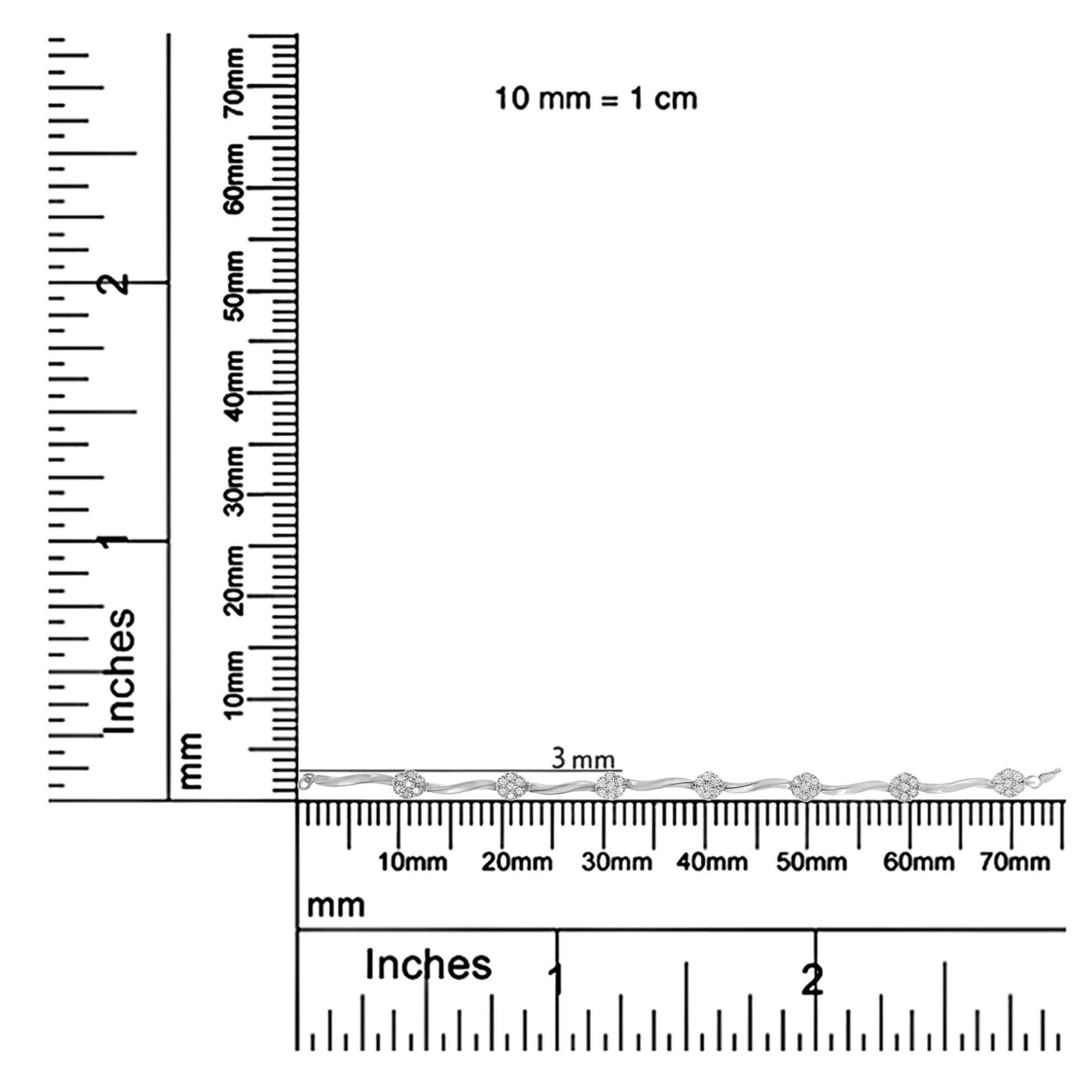 .925 Sterling Silver 1.0 Cttw Diamond Cluster Miracle-Set Station & Twisted Bar 7