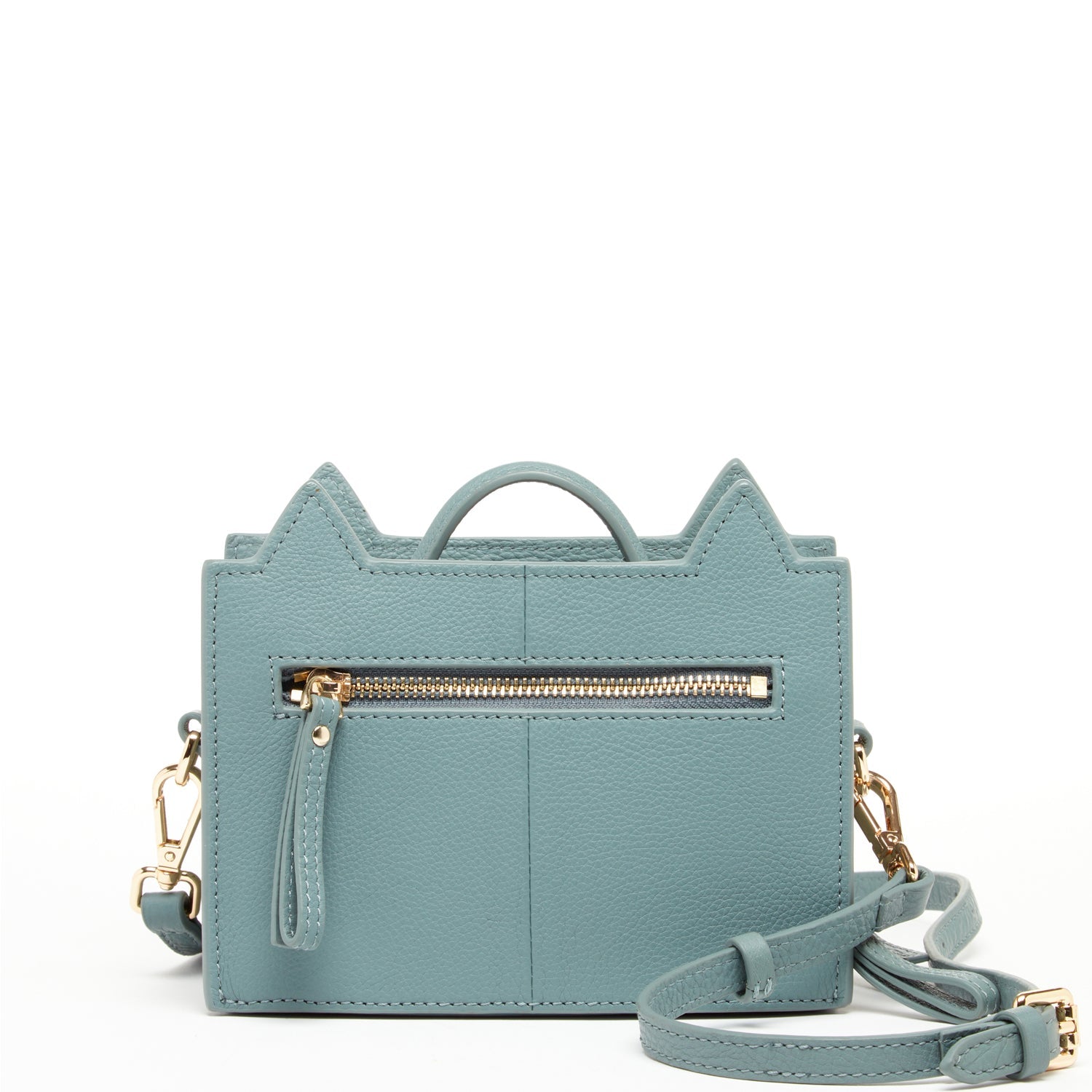 Leather Cat Purse Crossbody Bag Mineral Blue