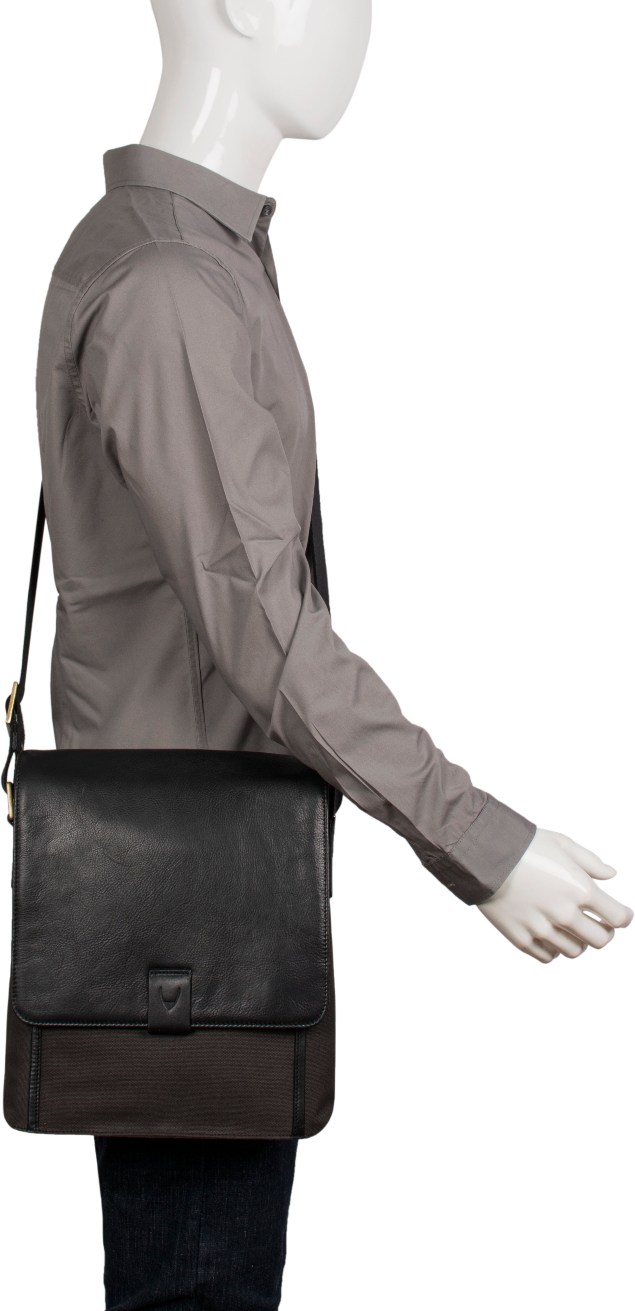 Aiden Genuine Leather and Canvas Medium Crossbody Men/Women Shoulder Messenger Bag/Travel Bag / 10.5