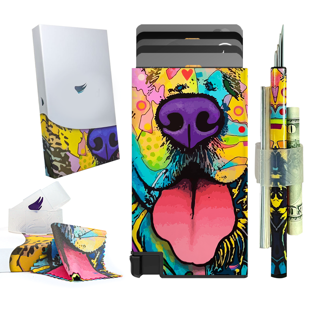 Stylish Ultra Slim Wallet RFID Blocking Premium Aluminum Card Holder W/Trigger to Slide Up Cards - Complete Packaging W/