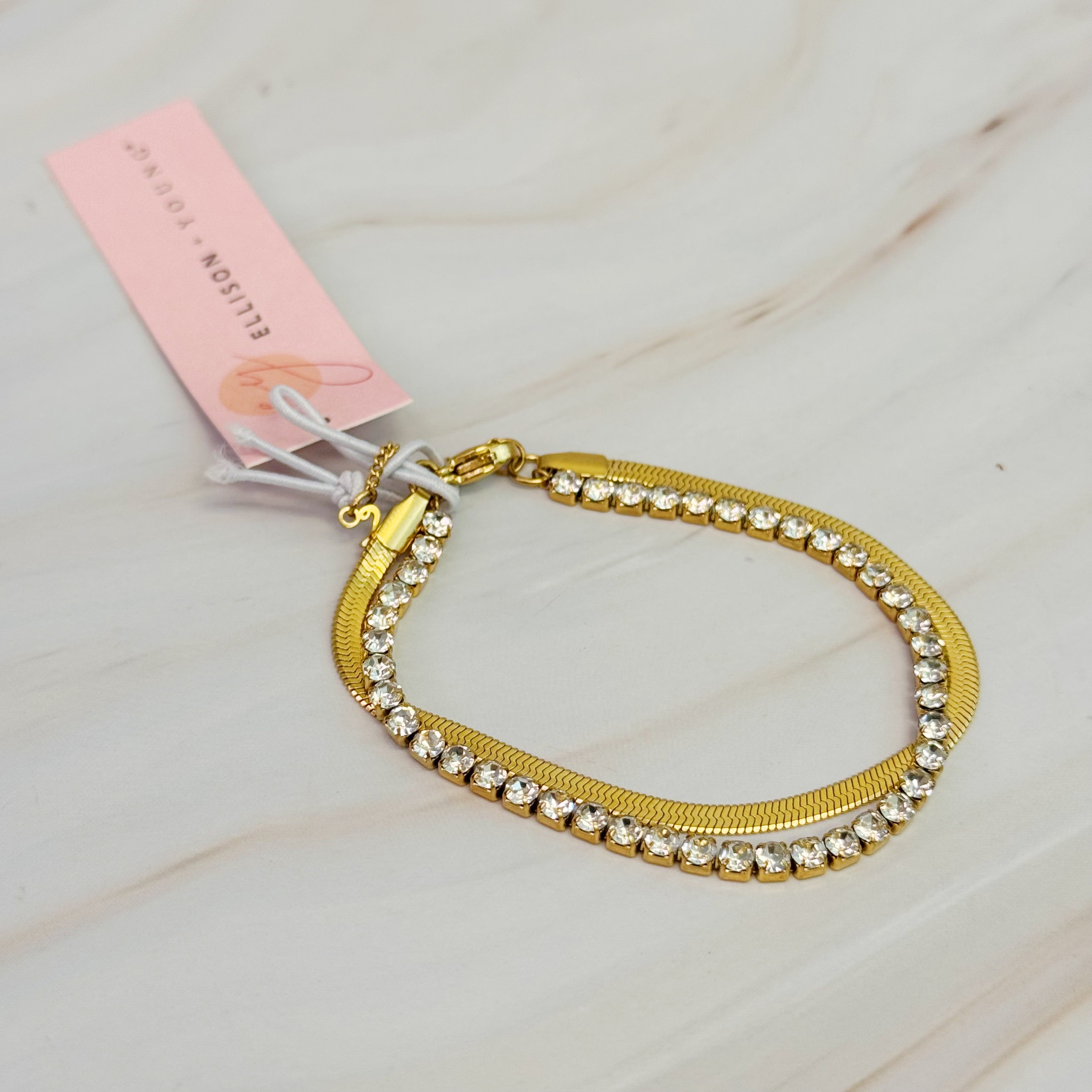 Herringbone and Tennis Bracelet