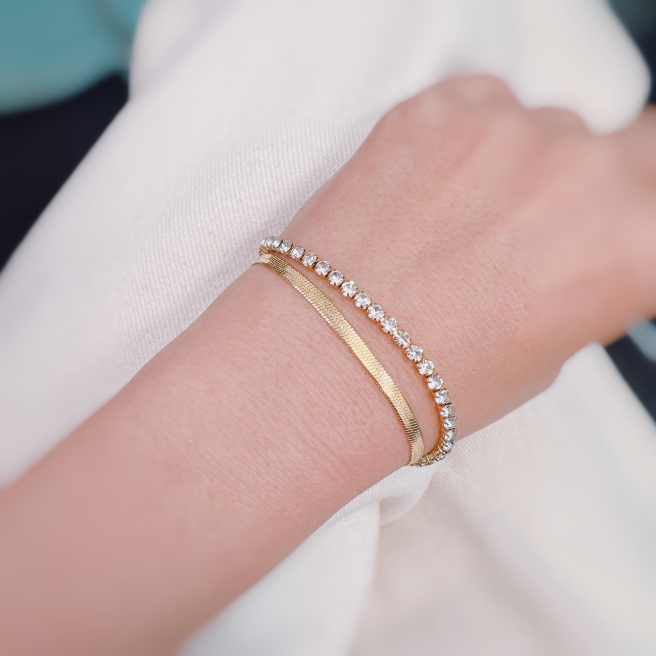 Herringbone and Tennis Bracelet