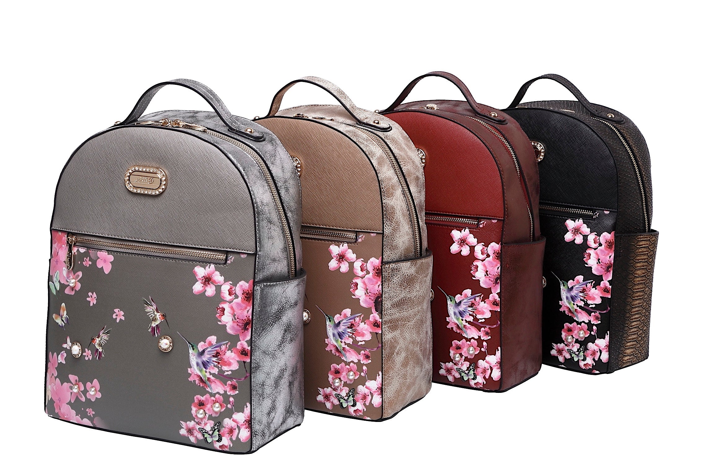 Hummingbird Crystal Laced Vegan Backpack + Wallet