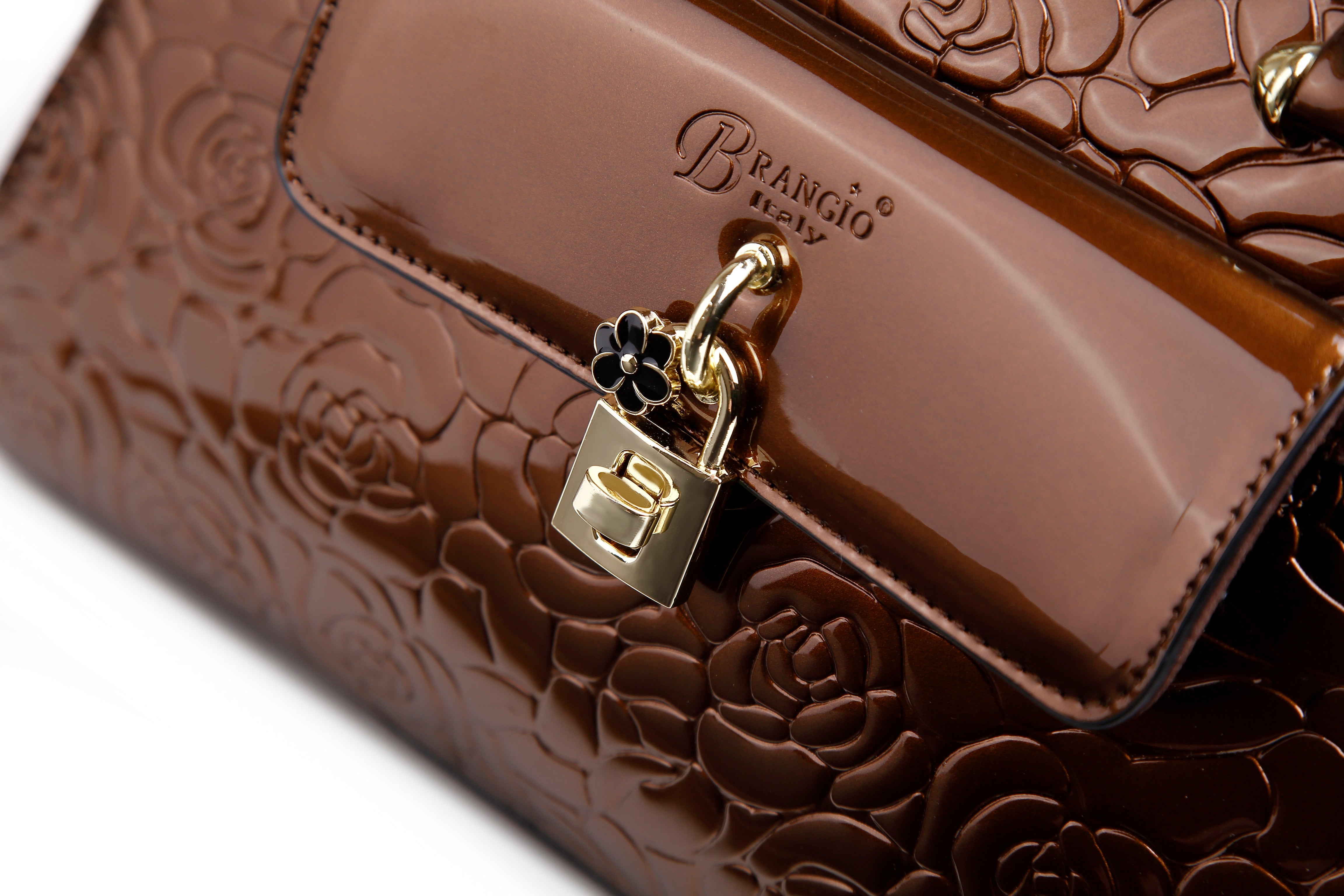 Brangio Embossed Rose Handbag