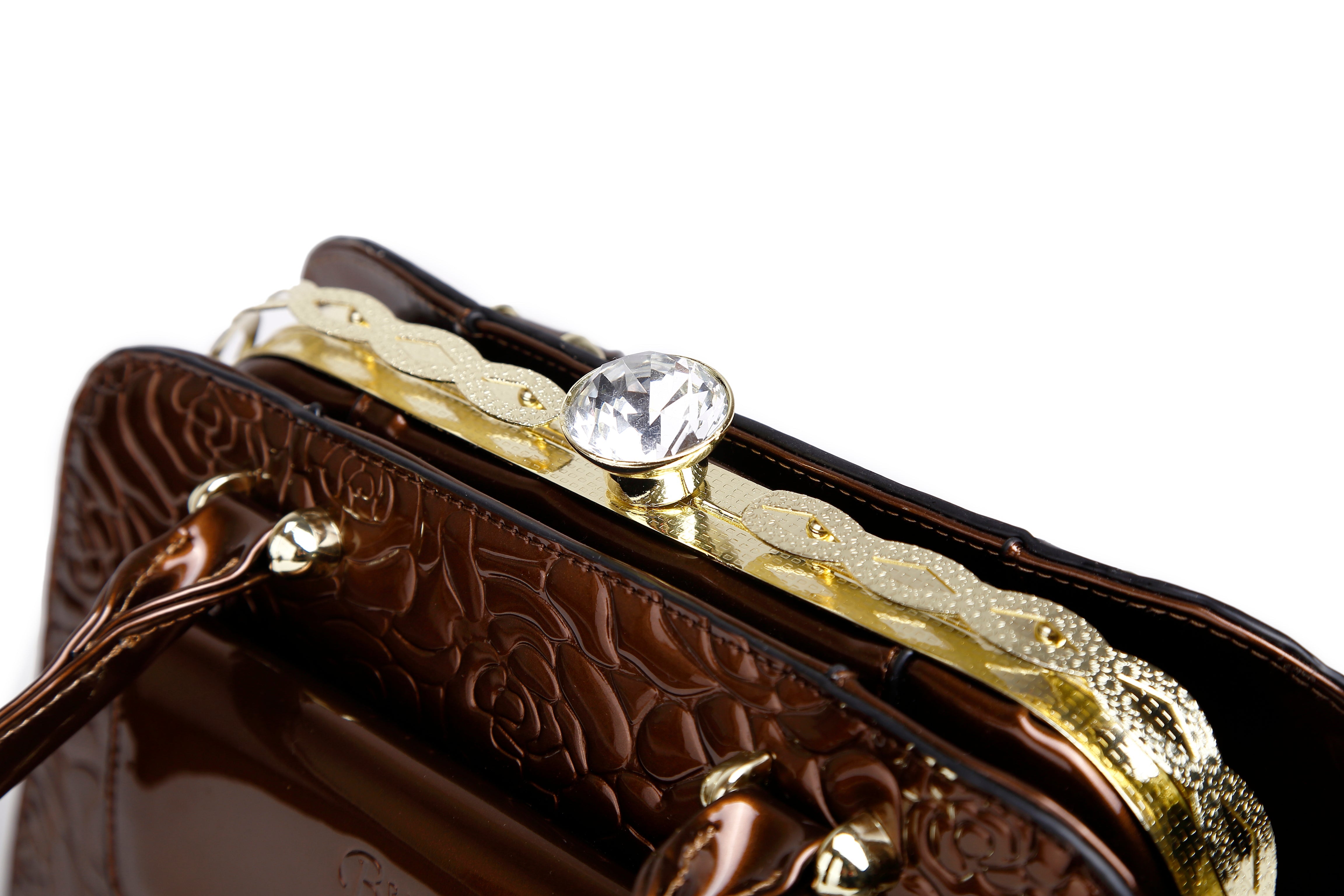 Brangio Embossed Rose Handbag