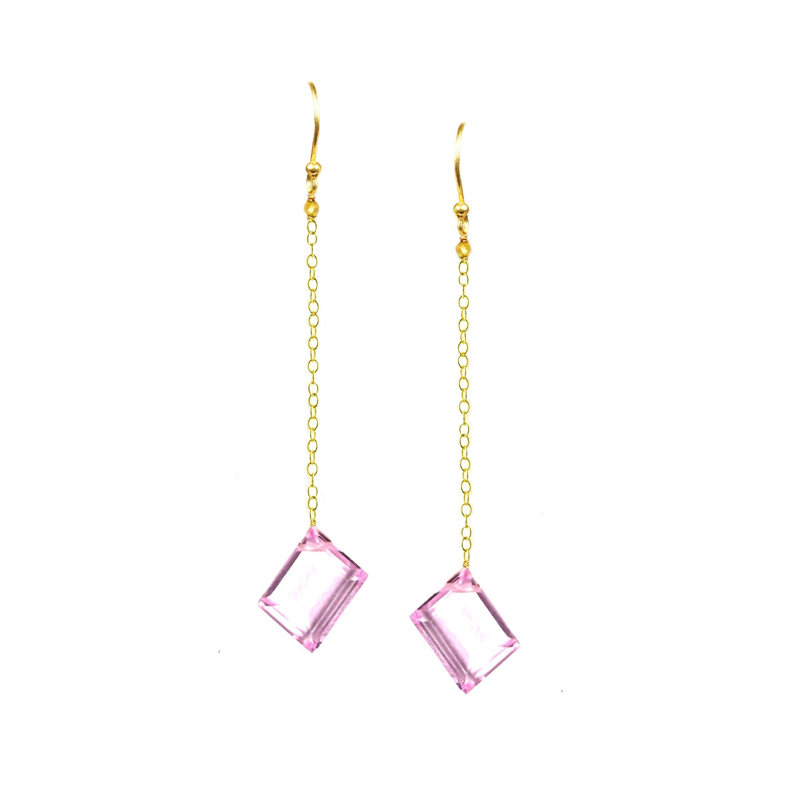 Pink Sapphire Long Dangle Earrings