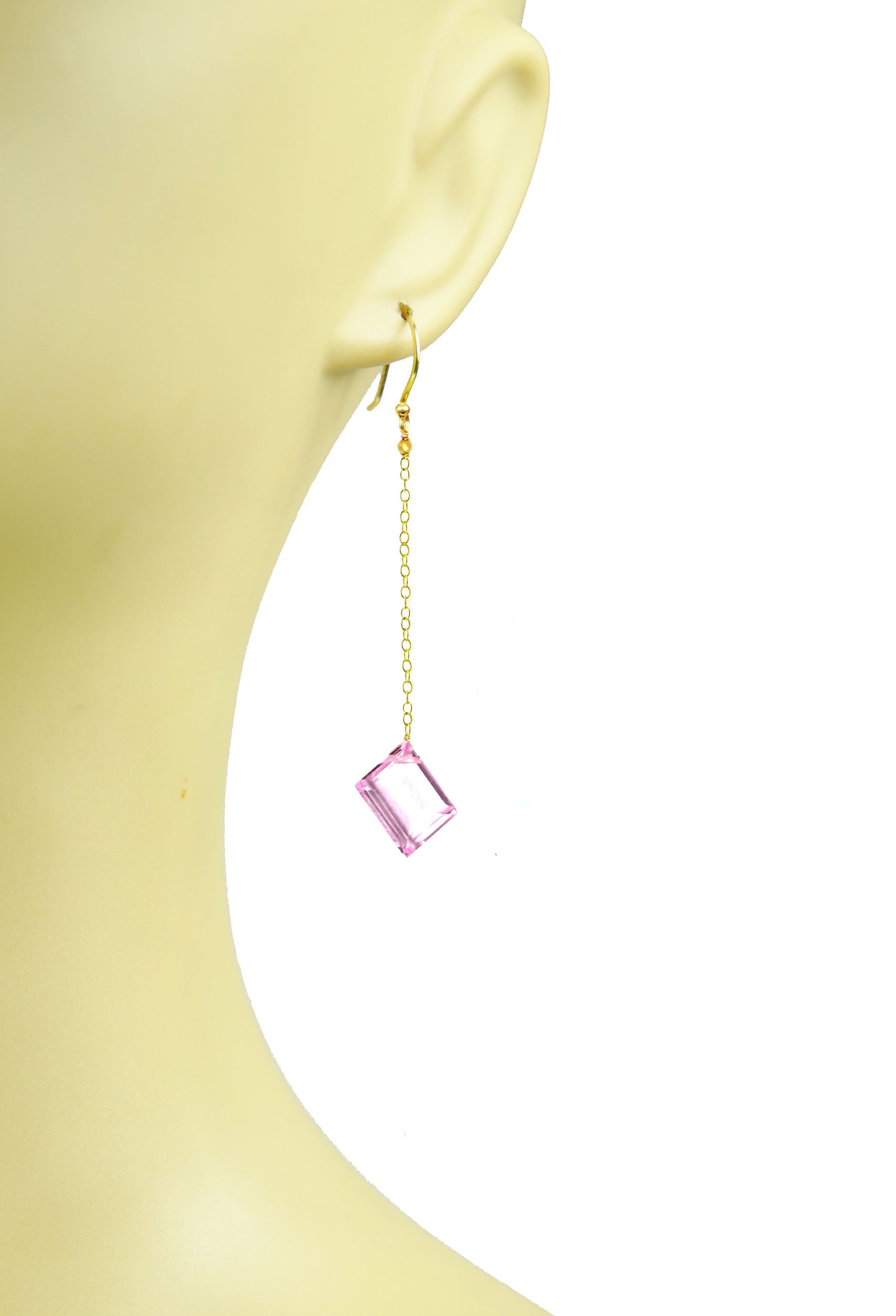 Pink Sapphire Long Dangle Earrings