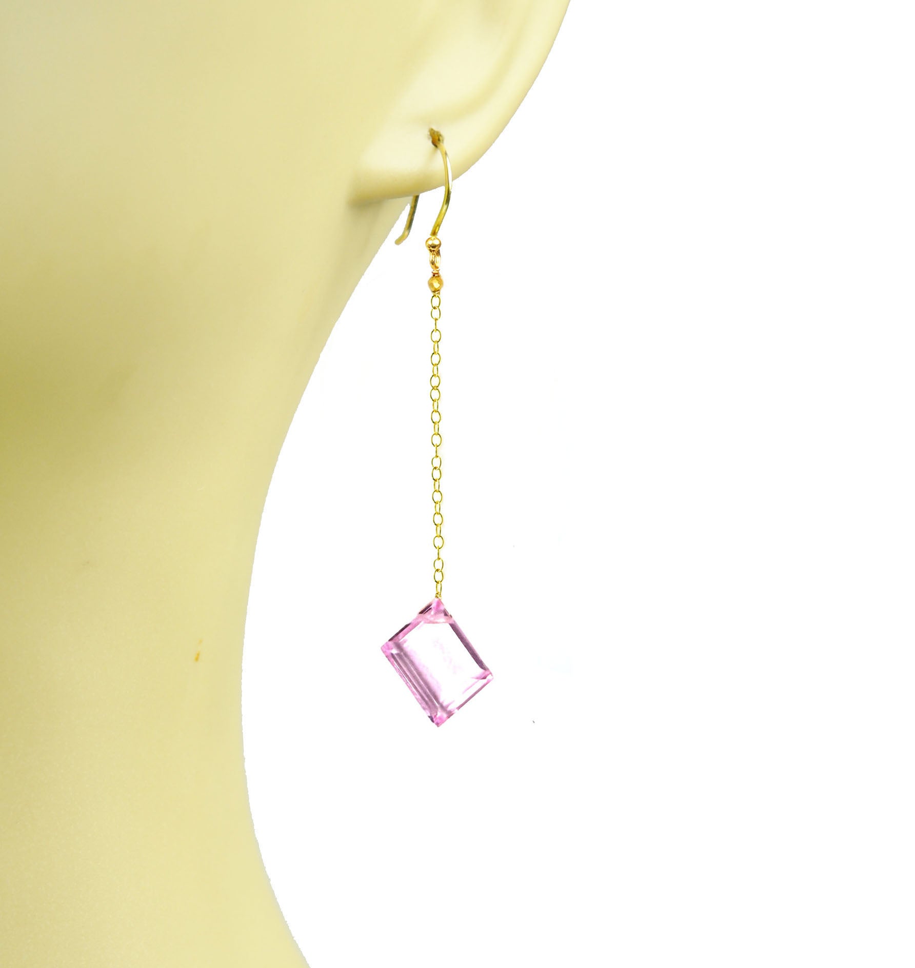 Pink Sapphire Long Dangle Earrings
