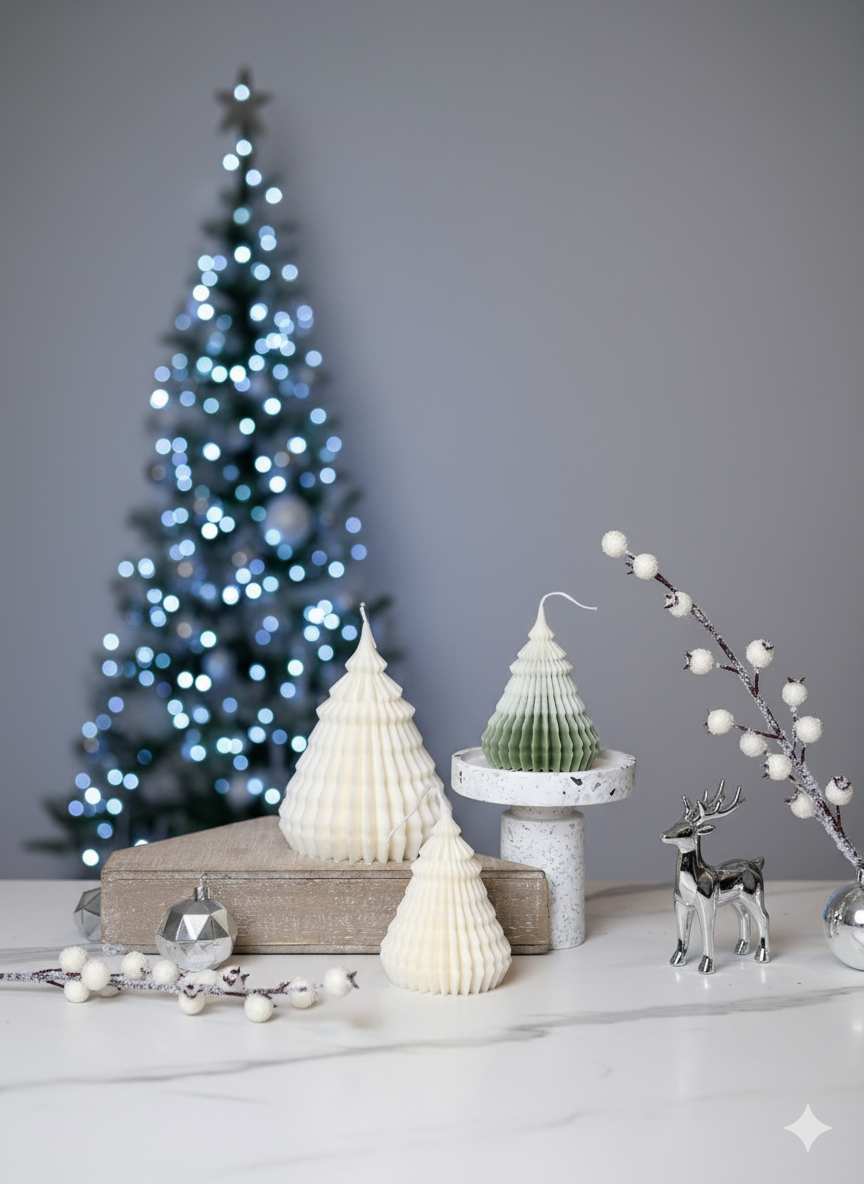 Origami Christmas Tree Candles for Festive Holiday Decor