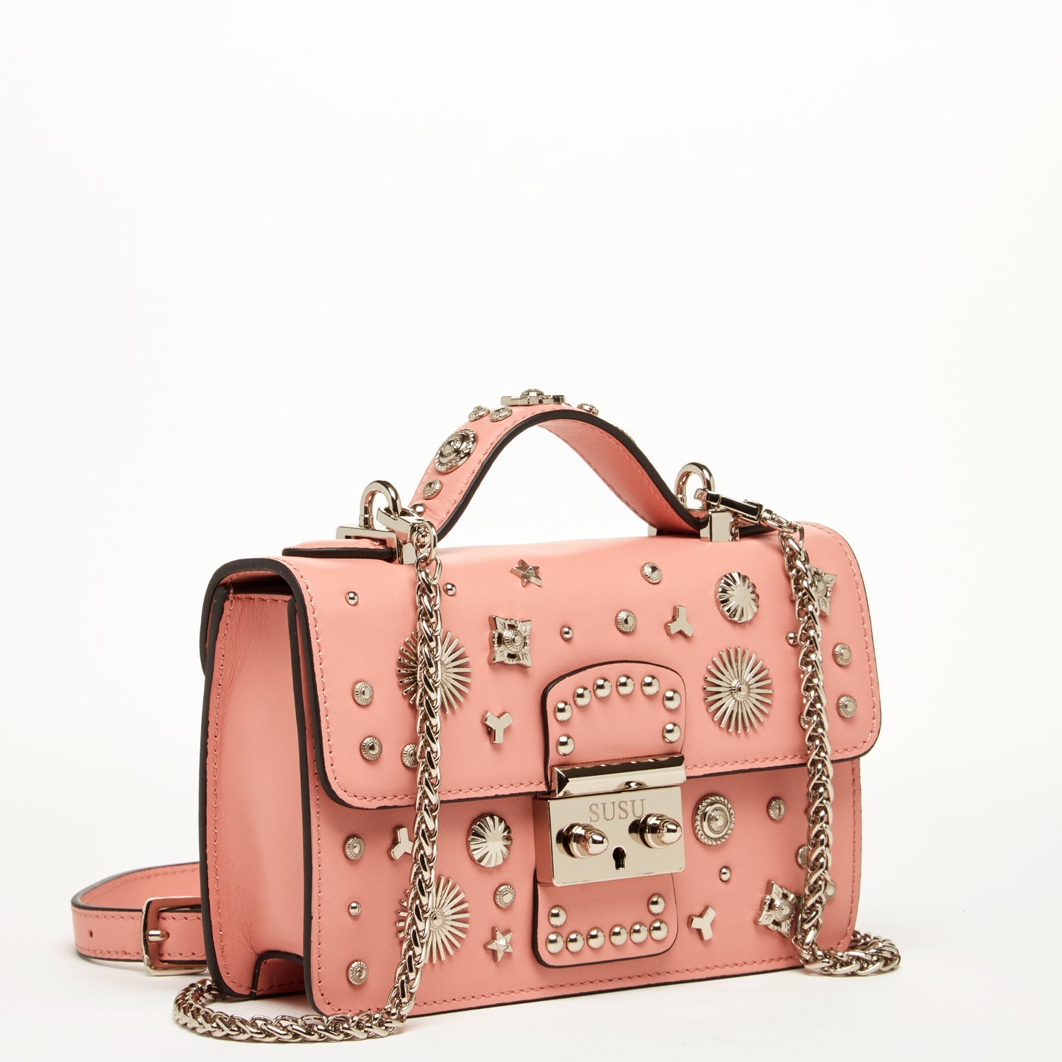 SUSU the Hollywood Leather Crossbody Bag Pale Pink