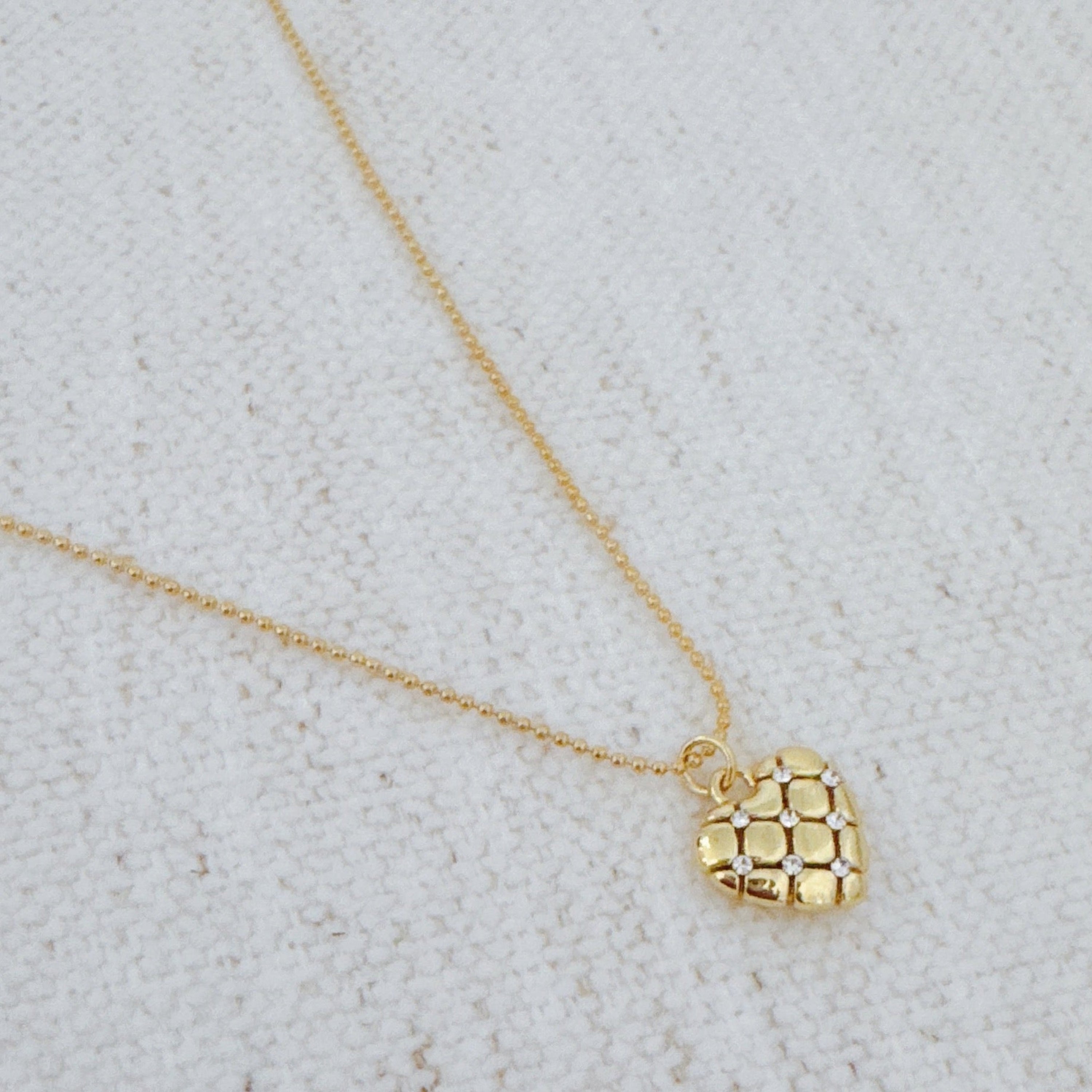 Quilted Luxe Heart Charm Necklace