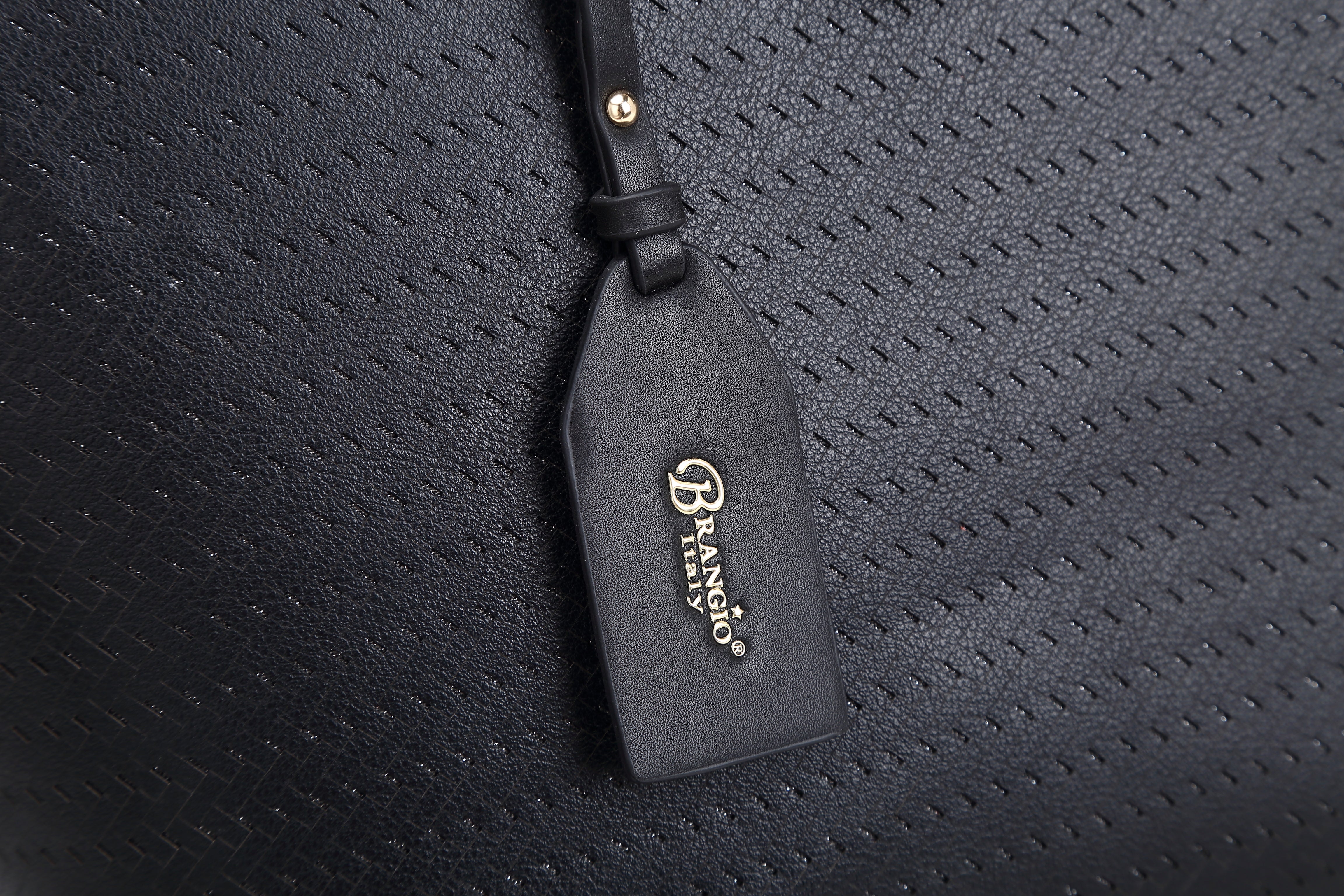 Brangio Stylish Perforated Tote Bag+Wallet 2pcs/Matching Set