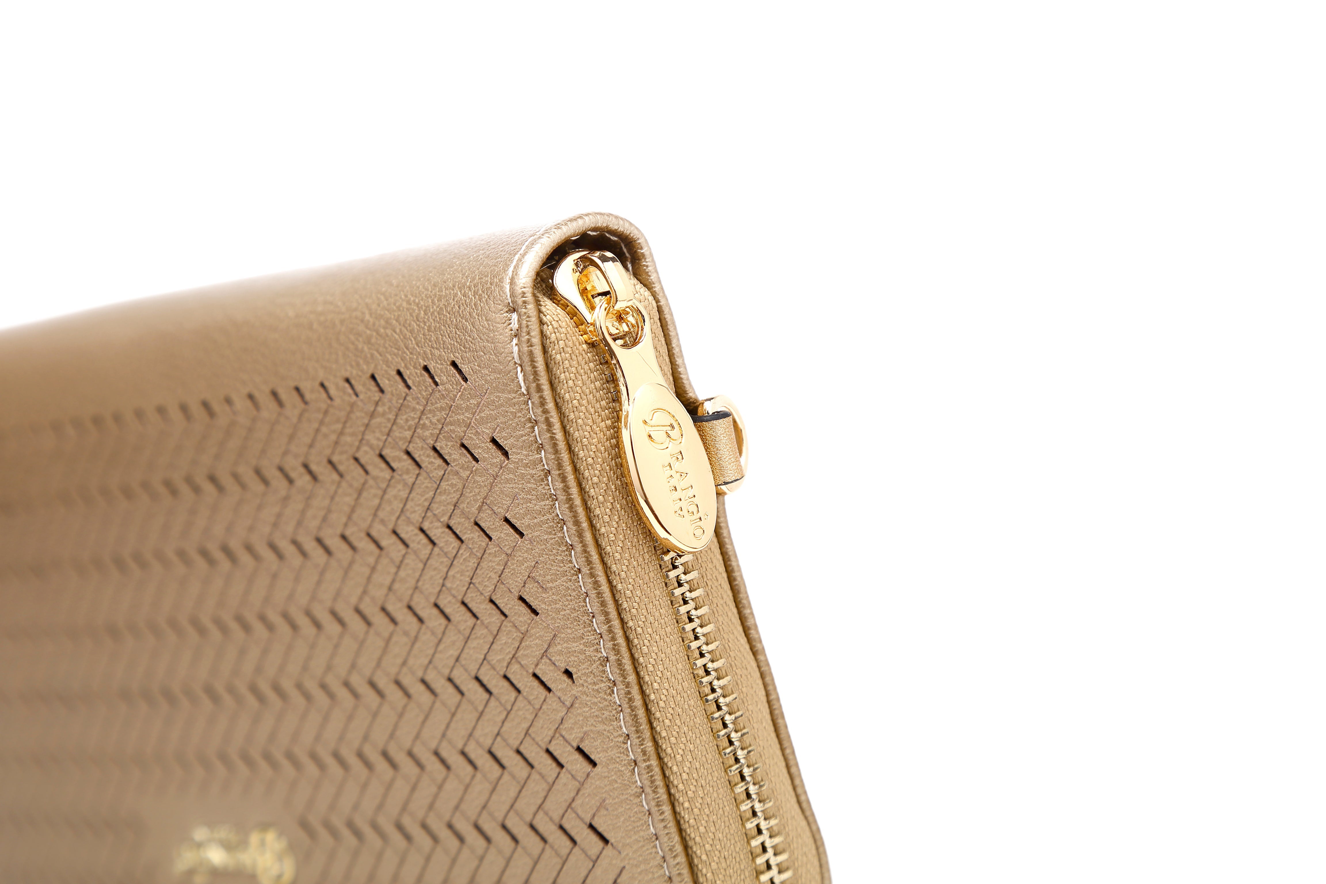 Brangio Elegant Perforated Gold Wristlet Wallet