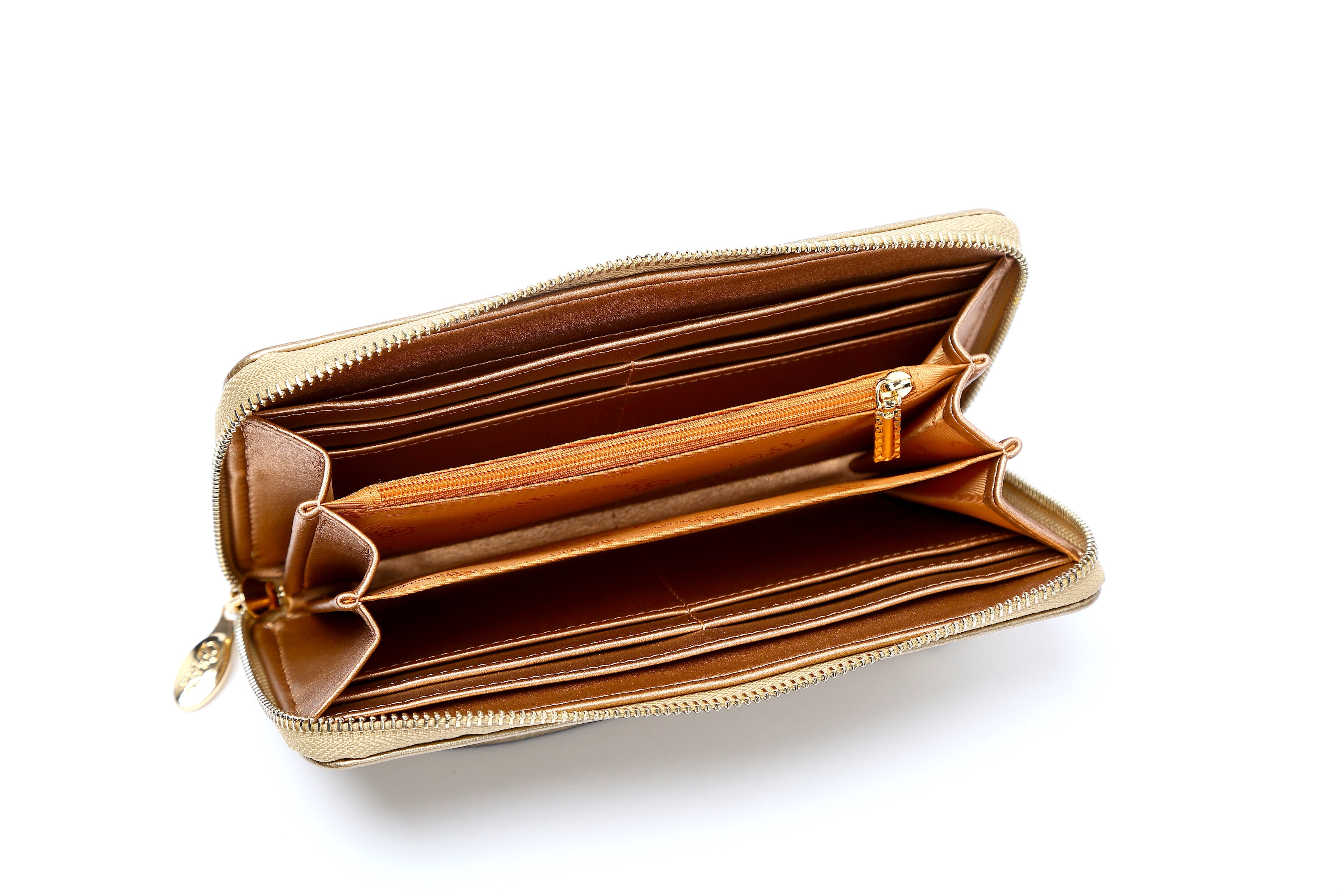 Brangio Elegant Perforated Gold Wristlet Wallet