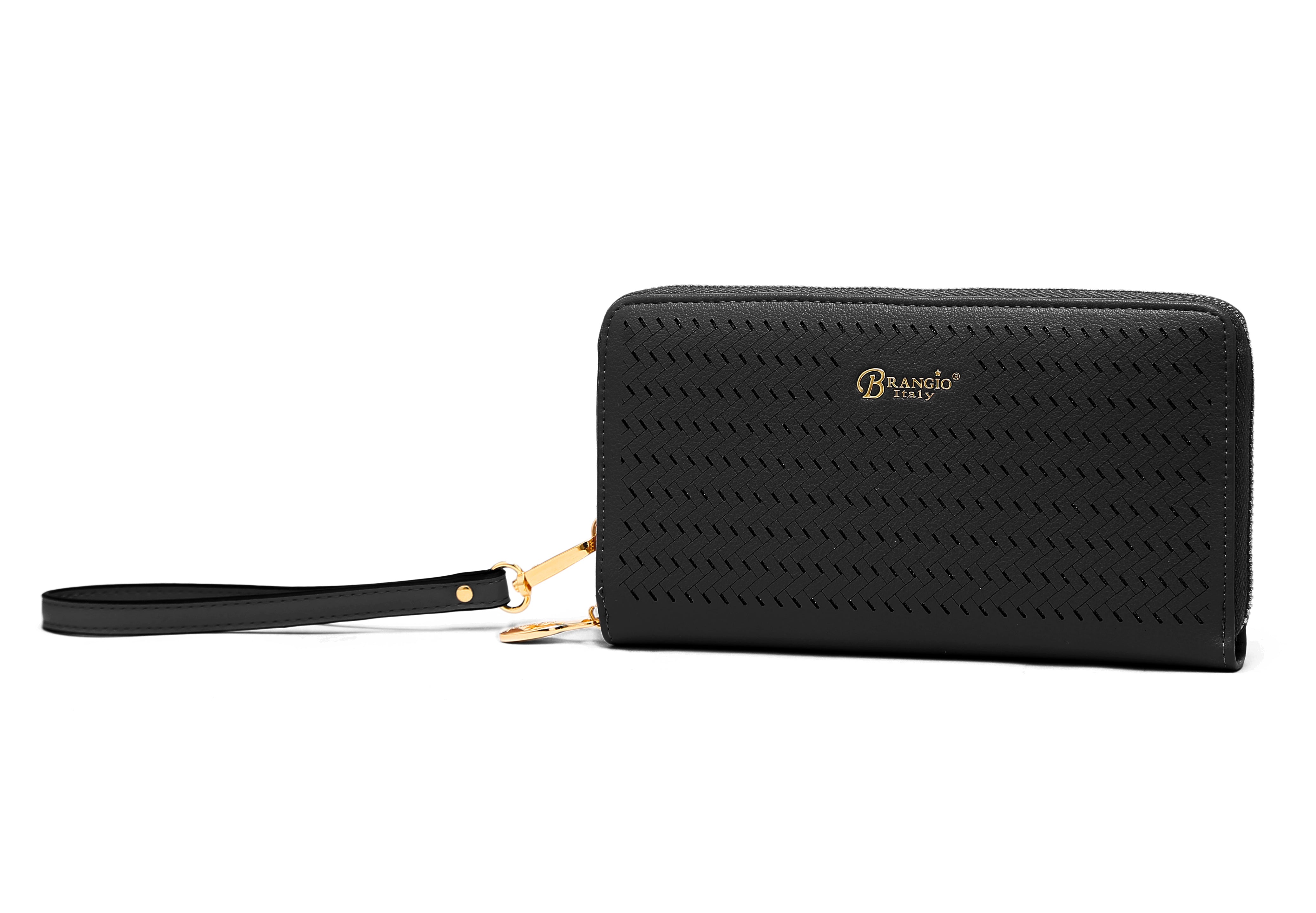 Brangio Elegant Perforated Gold Wristlet Wallet