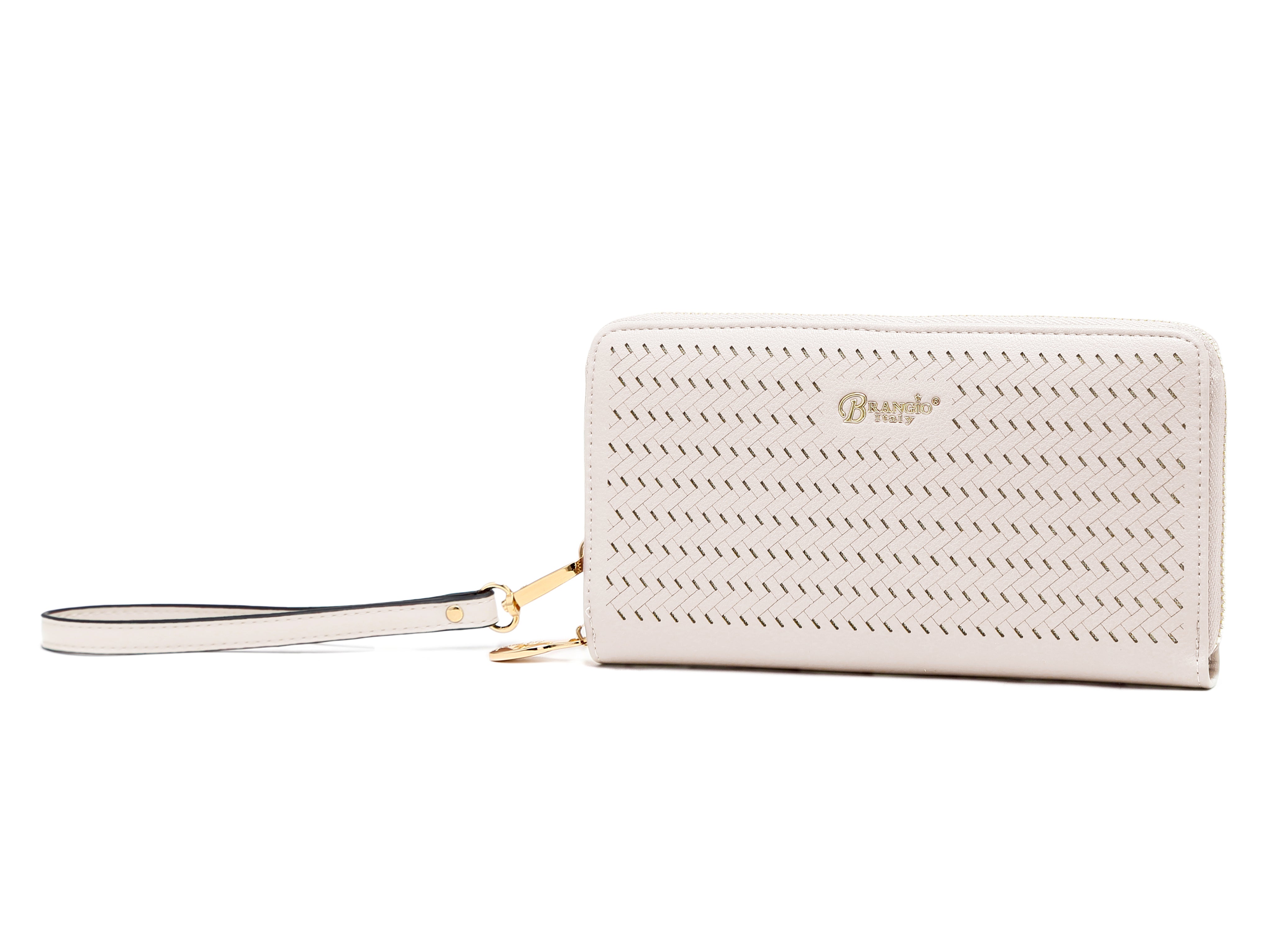 Brangio Elegant Perforated Gold Wristlet Wallet