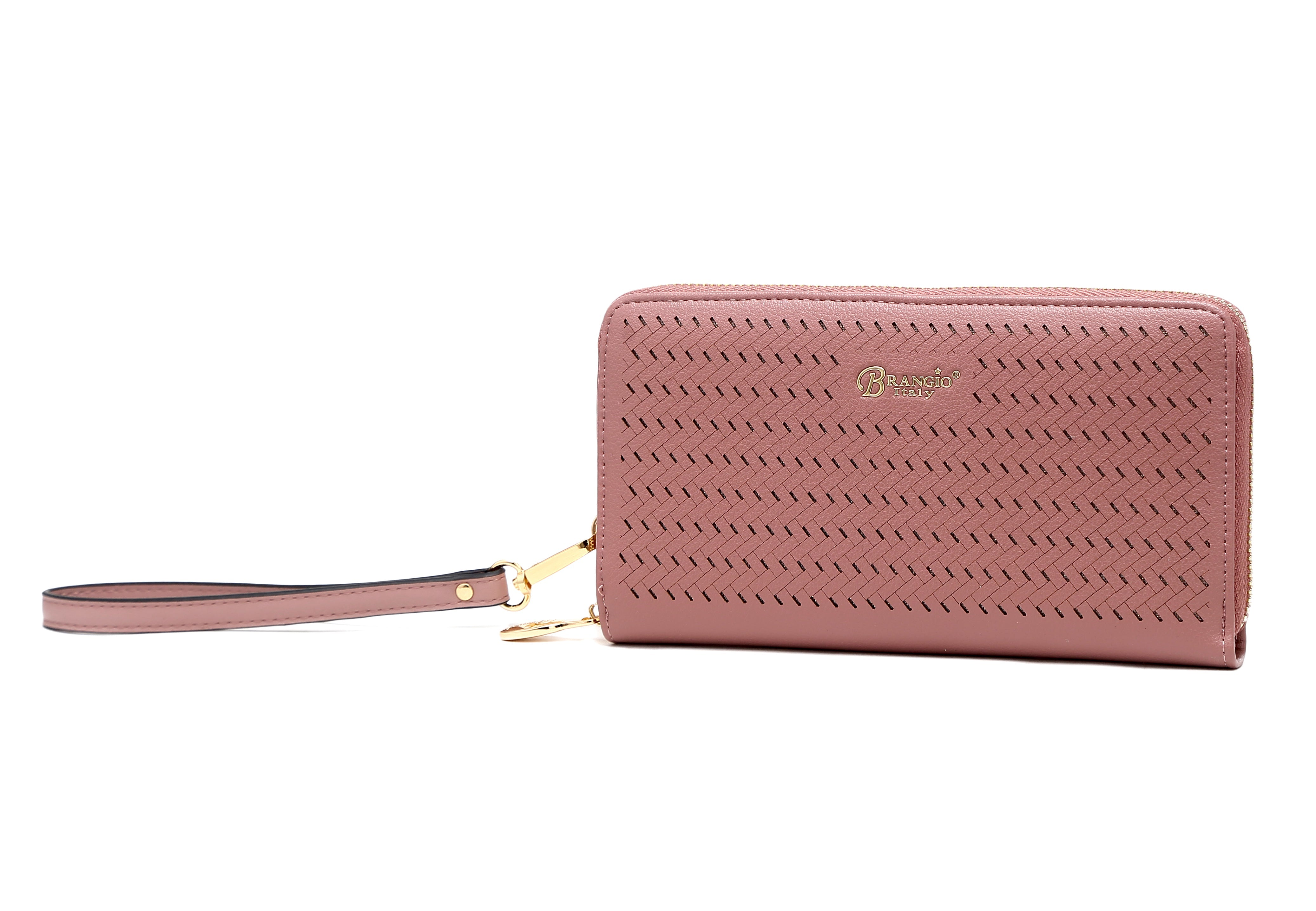 Brangio Elegant Perforated Gold Wristlet Wallet
