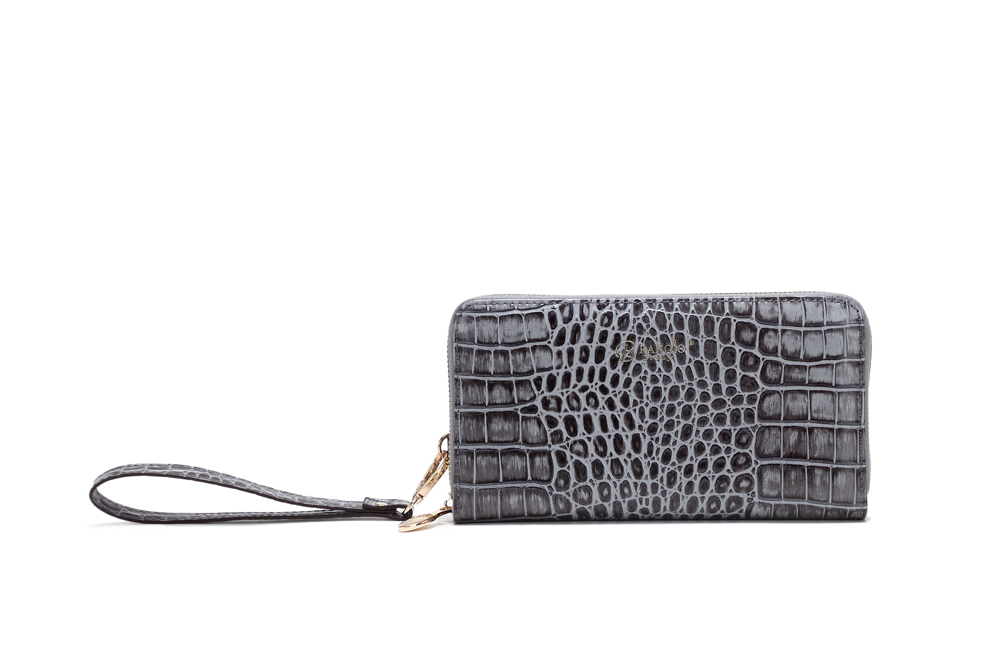 Brangio Croc-Embossed Wristlet Wallet