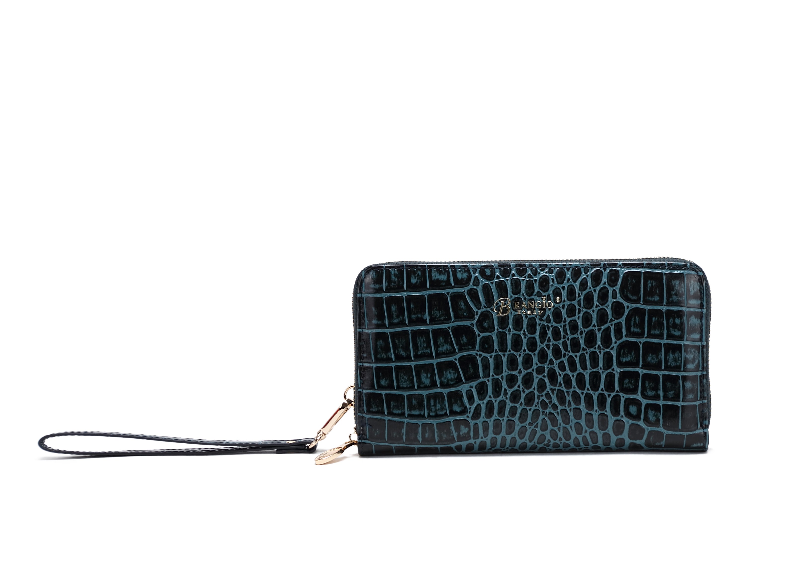 Brangio Croc-Embossed Wristlet Wallet