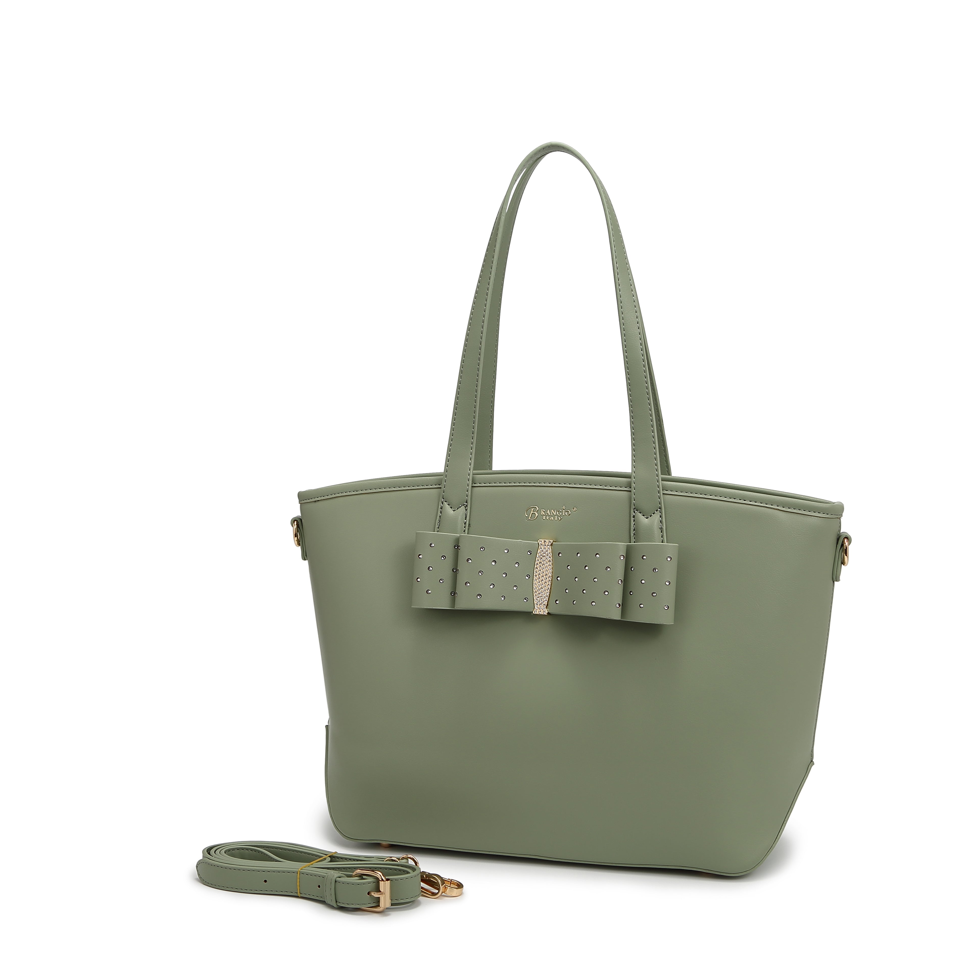 Ribbon Romance Tote Handbag With Rhinestones