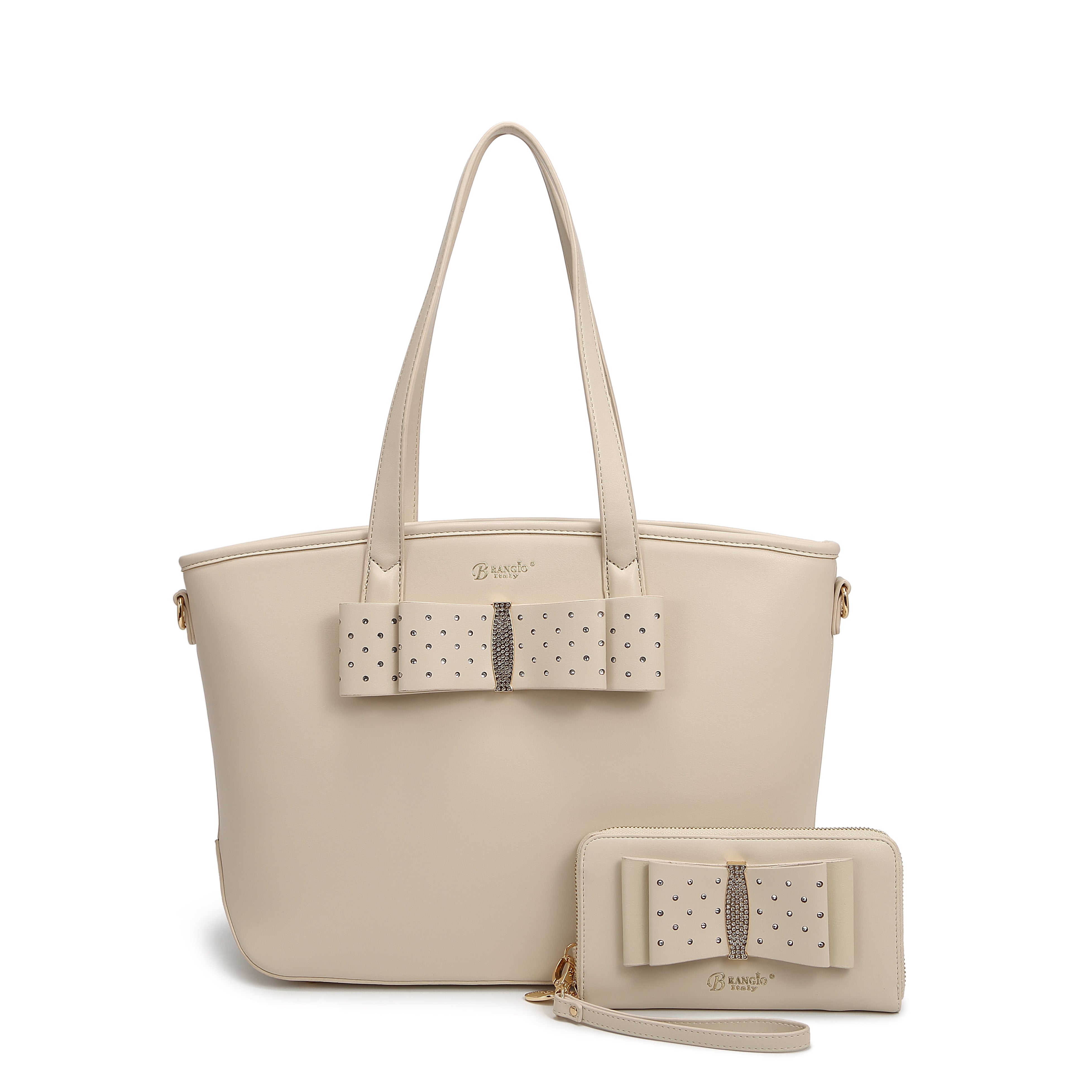 Ribbon Romance Tote Handbag With Rhinestones