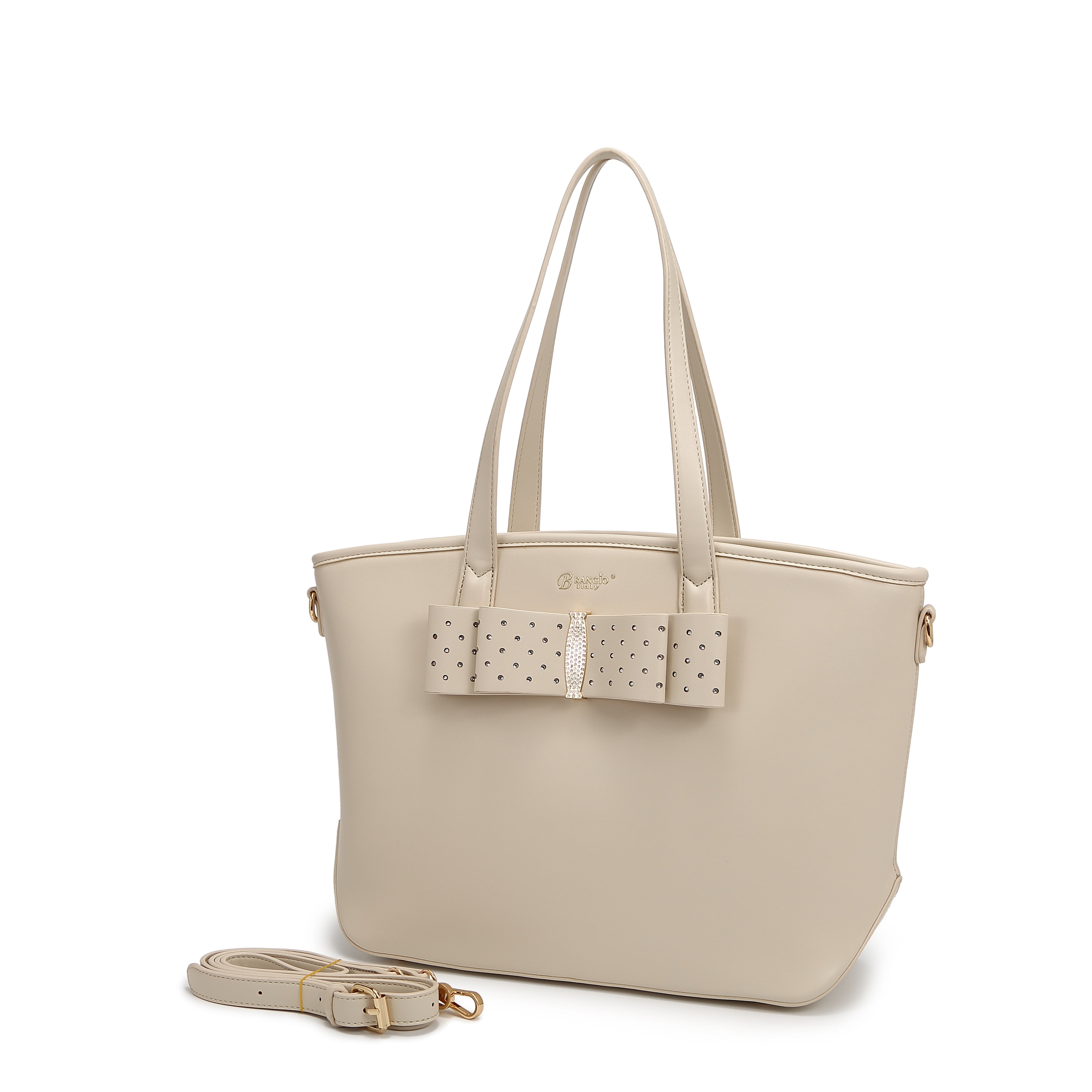 Ribbon Romance Tote Handbag With Rhinestones