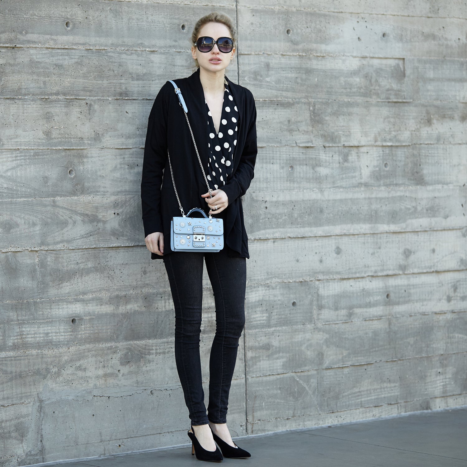 SUSU Studded Small Leather Crossbody Bag Sky Blue Purse Baby Blue Women's Handbag