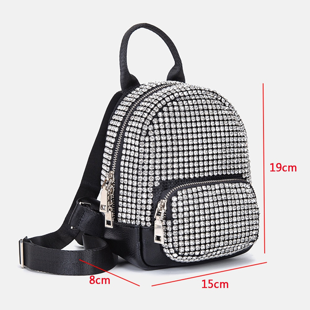 Mini Backpack Women's Fashion Bags 2022 Luxury Artificial Diamond Purse Crystal Mini Crossbody Handbags Small Shoulder B
