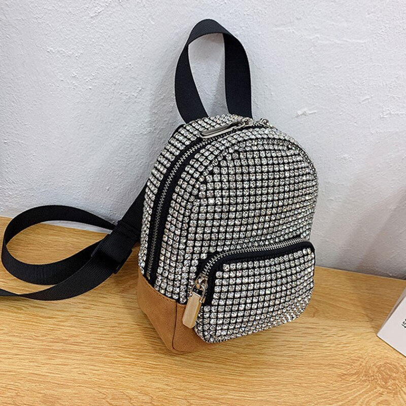 Mini Backpack Women's Fashion Bags 2022 Luxury Artificial Diamond Purse Crystal Mini Crossbody Handbags Small Shoulder B
