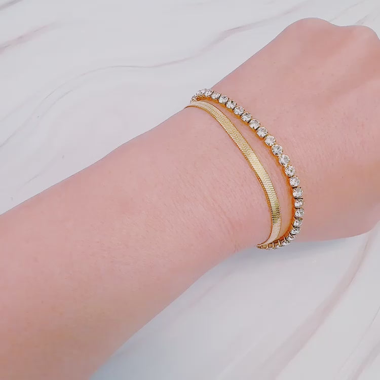 Herringbone and Tennis Bracelet