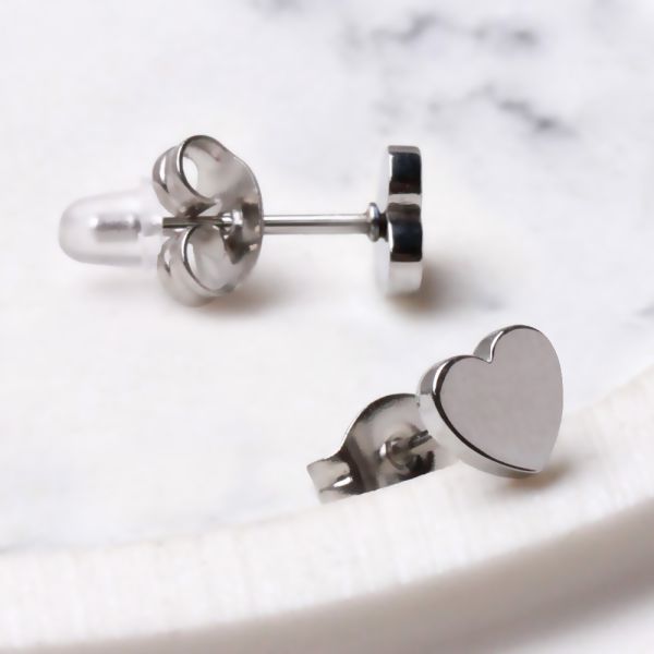 Pair of 316L Stainless Steel Heart Stud Earrings