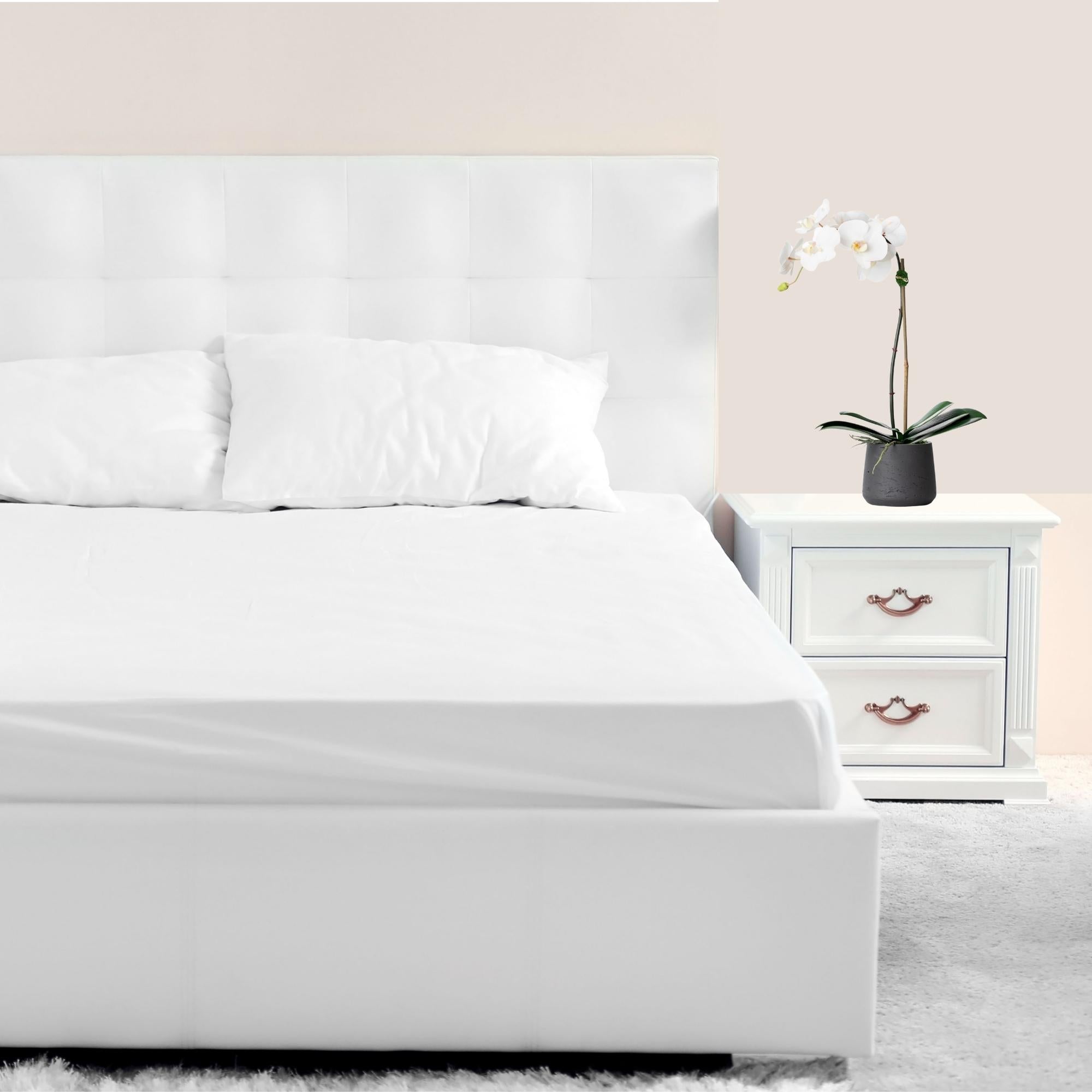 Faux Potted Orchid Plant - White Phalaenopsis Orchid in Black Pot - 21