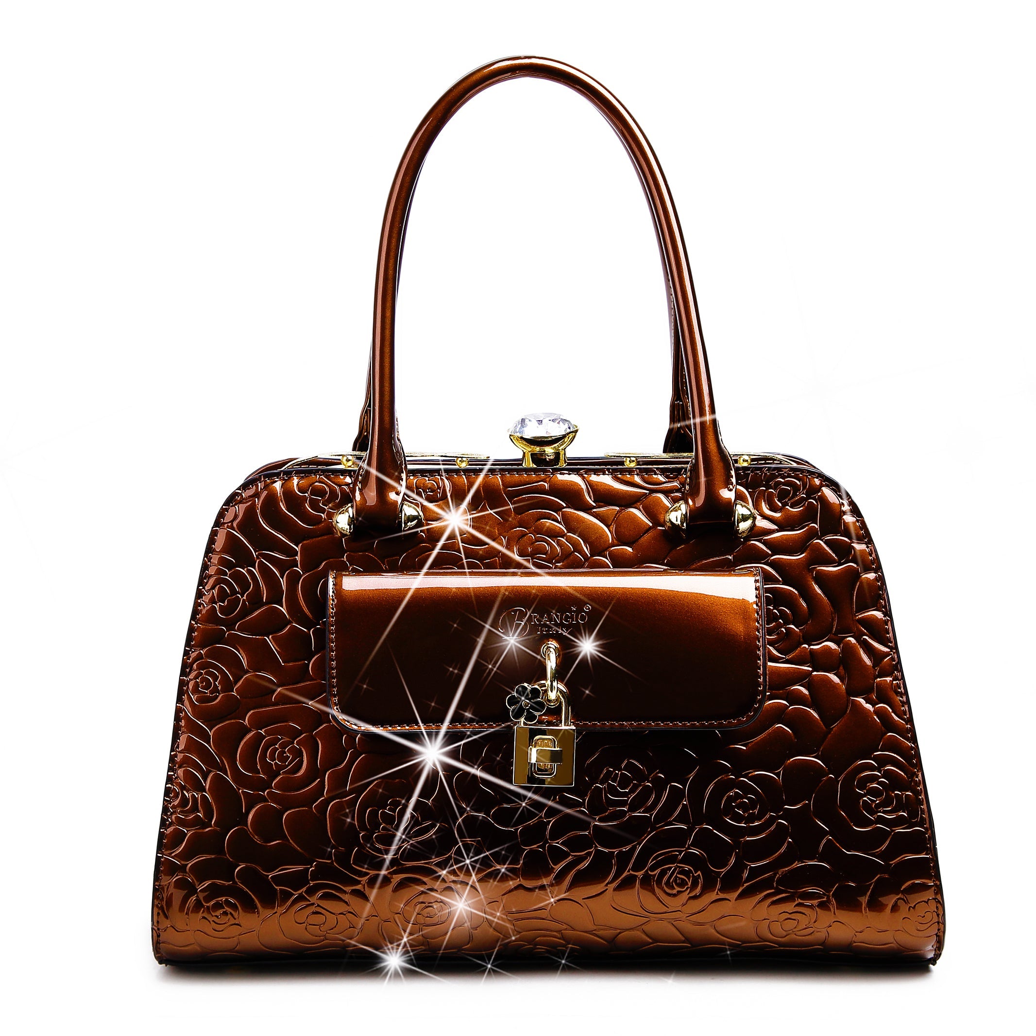 Brangio Embossed Rose Handbag