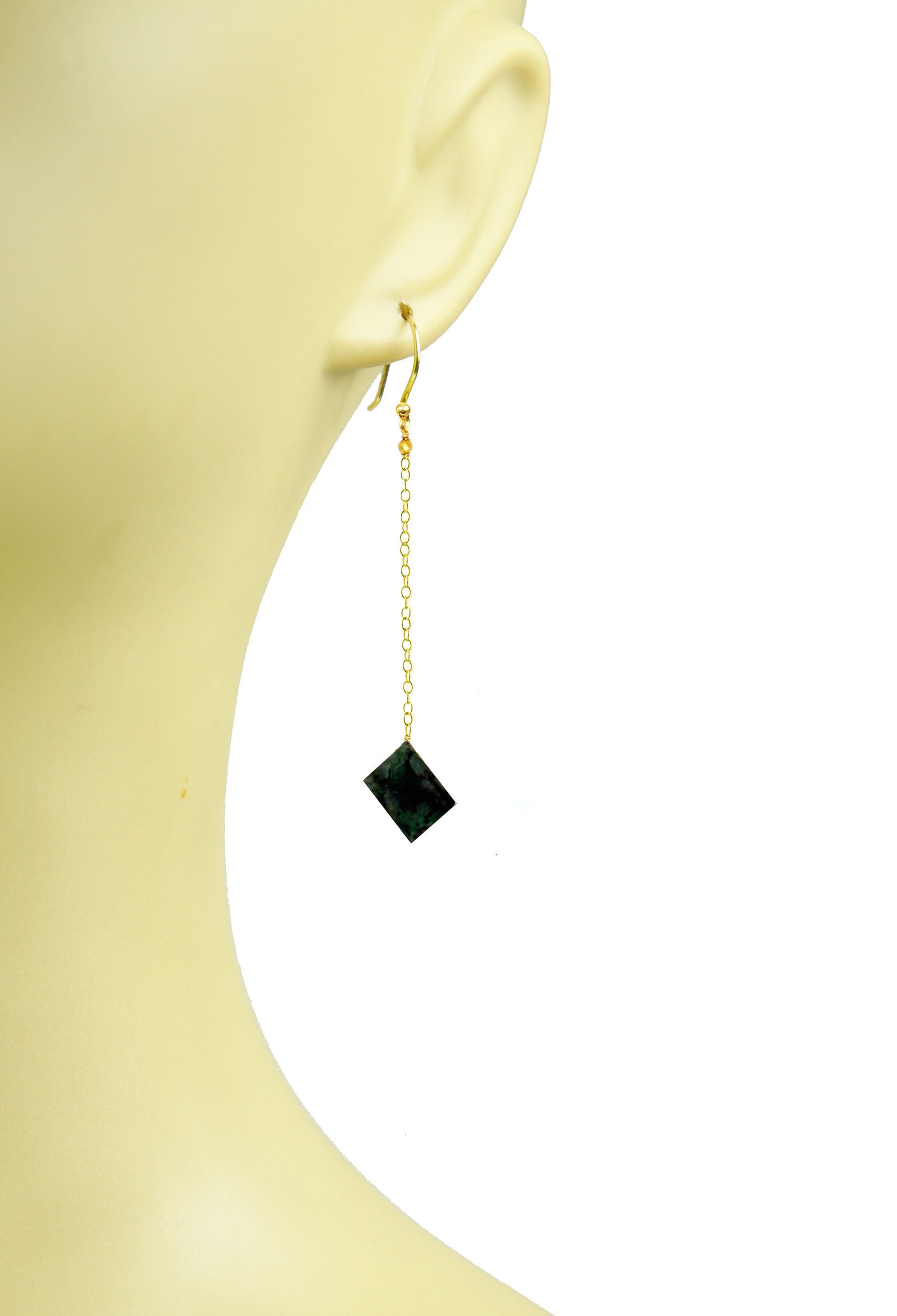Emerald Long Dangle Earrings