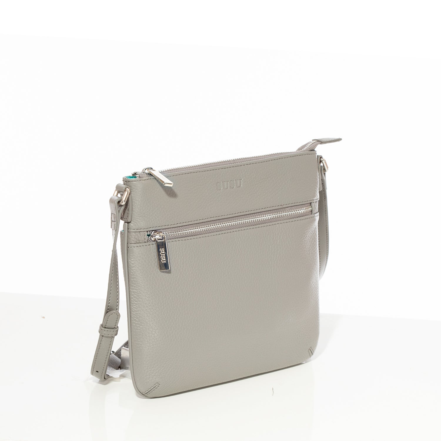 Leather Messenger Bag Grey Leather Crossbody Purse Women's Handbag